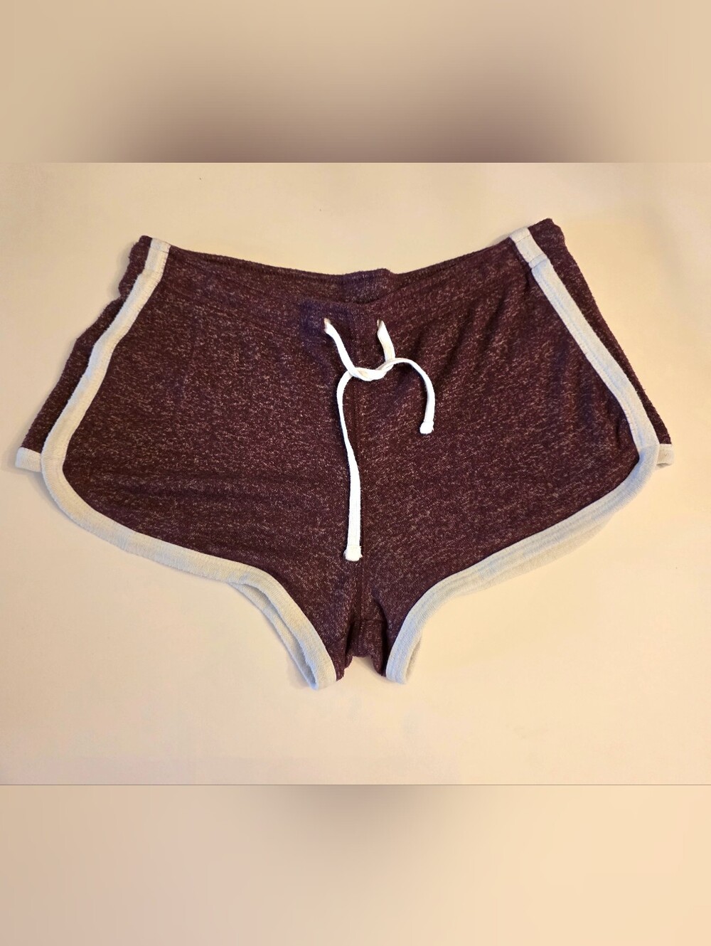 Aéropostale Y2K Athletic Dolphin Shorts Womens M Marled Burgundy Drawstring EUC